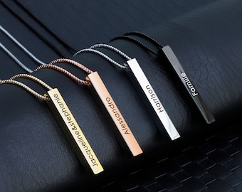 New Design - Personalised Rectangle Bar Necklace With Smooth Polished Finish.