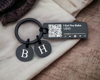 Llavero con código QR de música personalizado, grabado personalizado, con enlace a canción o vídeo.