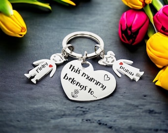 Custom Heart Personalised Keyring, Christmas Keychain  Stocking Filler or Mothers Day Gift.