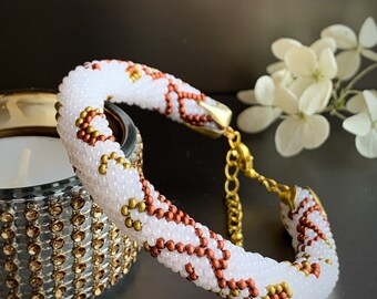 Bead Crochet Bracelet Pattern Easy to Follow PDF Beaded Crochet Rope Floral Print Bracelet DIY Etsy