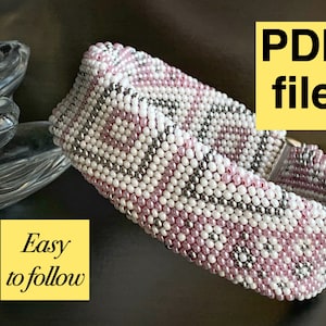 Bead Crochet pattern, PDF file bracelet, Bead crochet  print rope, Wide beaded cuff, DIY, Easy to follow pattern, Crochet bead rope bracelet