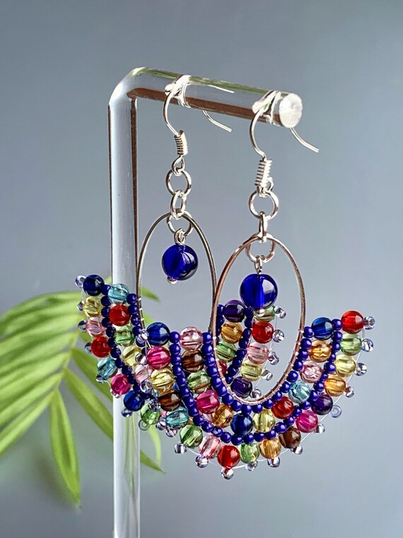 Colorful chandelier earrings deals