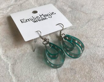 Earrings - Small round double-roll - Green
