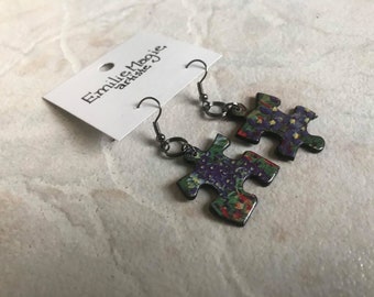 Flowery puzzle earrings