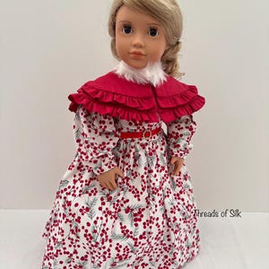 18 inch doll 1830s winter berry dress with caplet