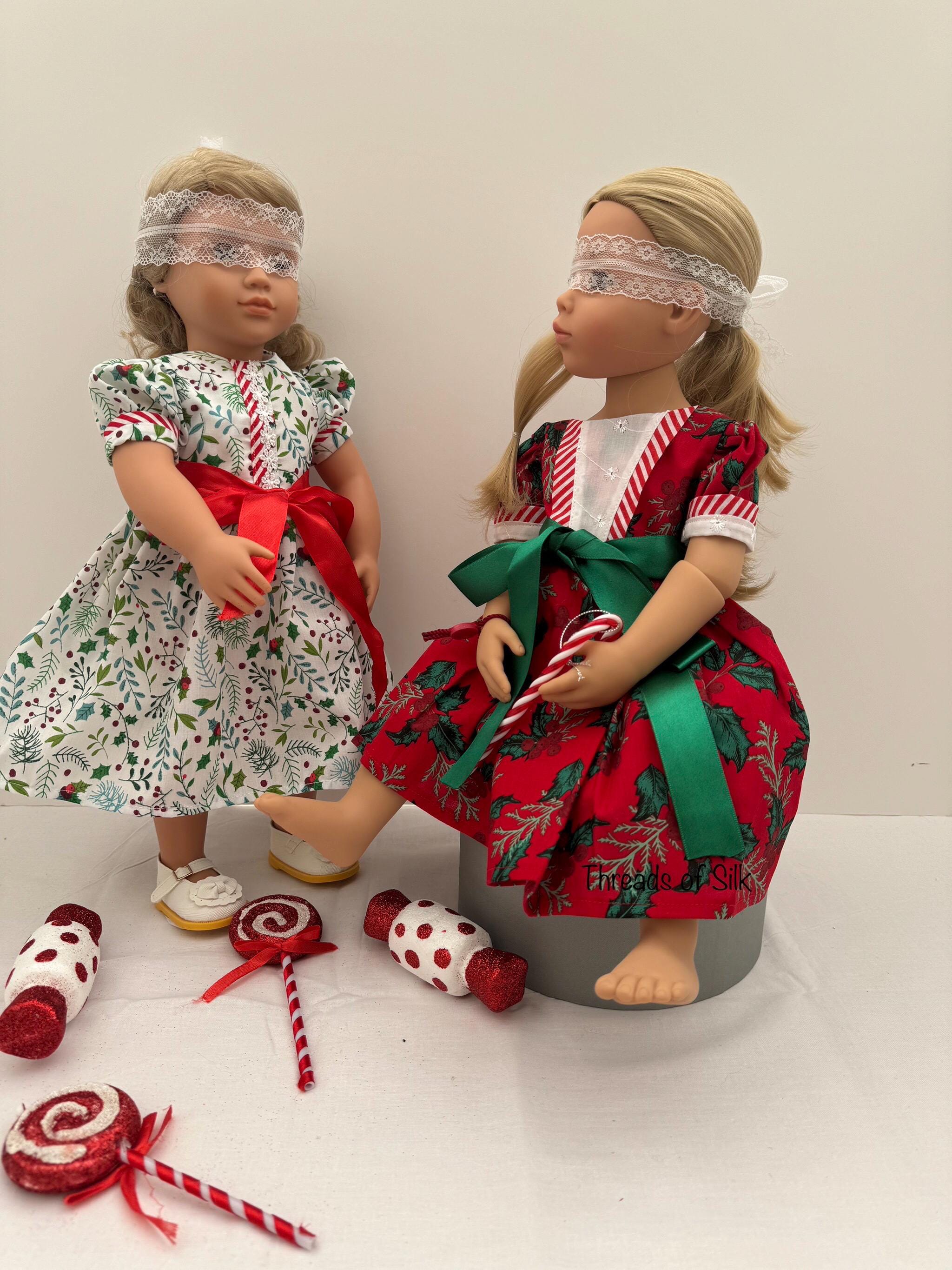christmas dresses for dolls American Girl Pretty Plaid Christmas Dress for 14.5 inch Wellie Wishers  Dolls (Doll Not Included)