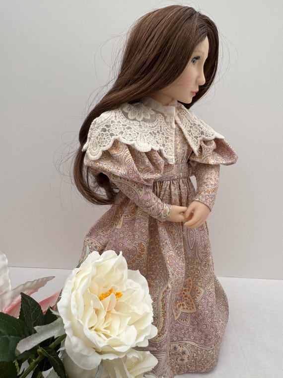 16 inch doll 1830 dress and lace caplet