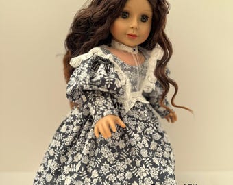 18 inch doll 1830s OOAK cotton lawn dress and pereline
