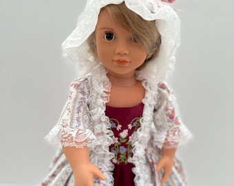18 inch doll 18th century colonial dress and cap
