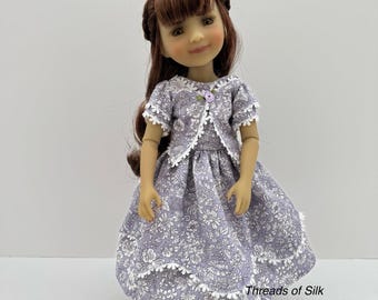 14-15 inch doll lavender civil war dress c.1850