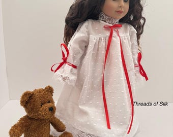 18 inch doll Victorian inset lace nightgown