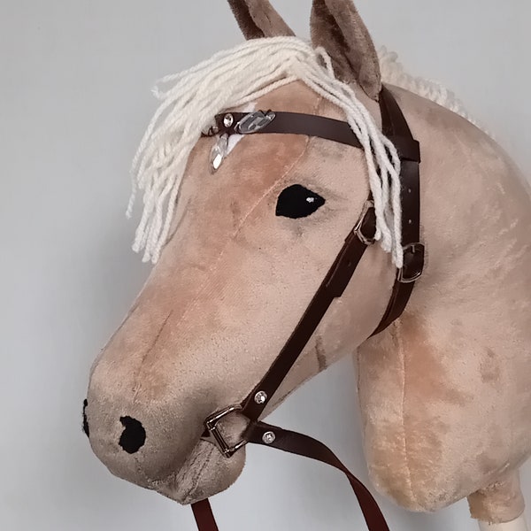 Hobbyhorse - Palomino, with open mouth and bridle included.