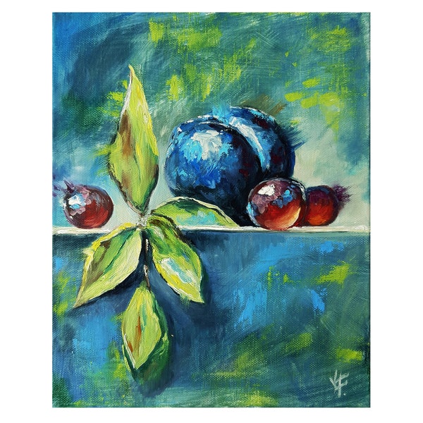Fruit Still Life Painting Peinture originale à l’huile sur toile 12 » par 16 » Pouces (30 par 40 cm) Handmade Artwork Fine Art Wall Art