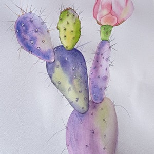 Blühender Kaktus Pflanze Original Botanische Aquarell Blumen Gemälde Wand Arton Papier A3 Größe Kunstwerk Home Wandkunst Von Philippenko V.