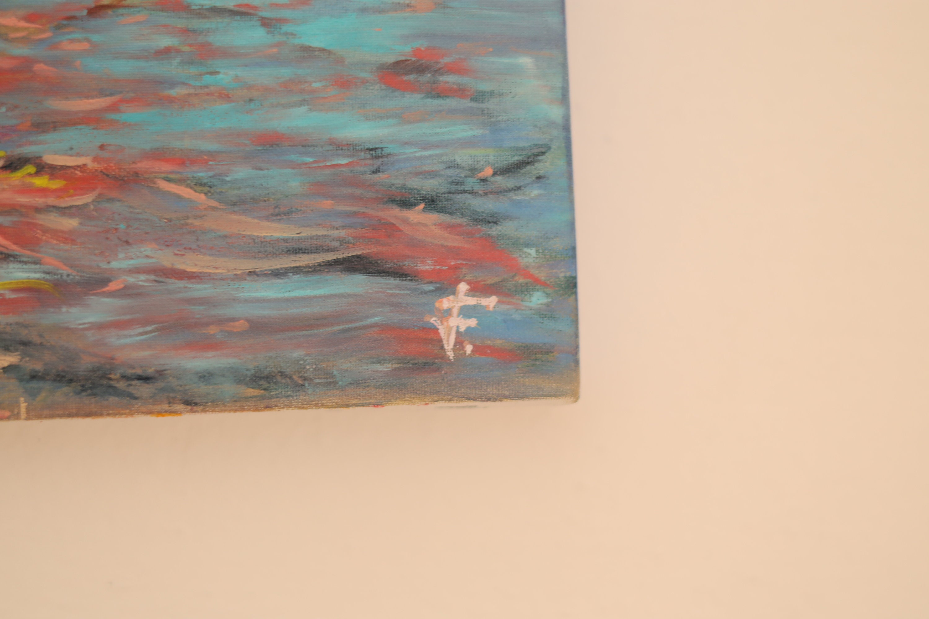 Bright Colors Sunset Painting Sailboat in Ocean Painting Oil on Canvas ...