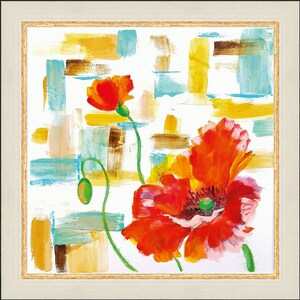 Poppy Painting Original Abstract Artwork Acrylic On Canvas Red Poppy 16 by 16 Inches / 40 by 40 cm Red Poppy Wall Art By Filipchenko V.