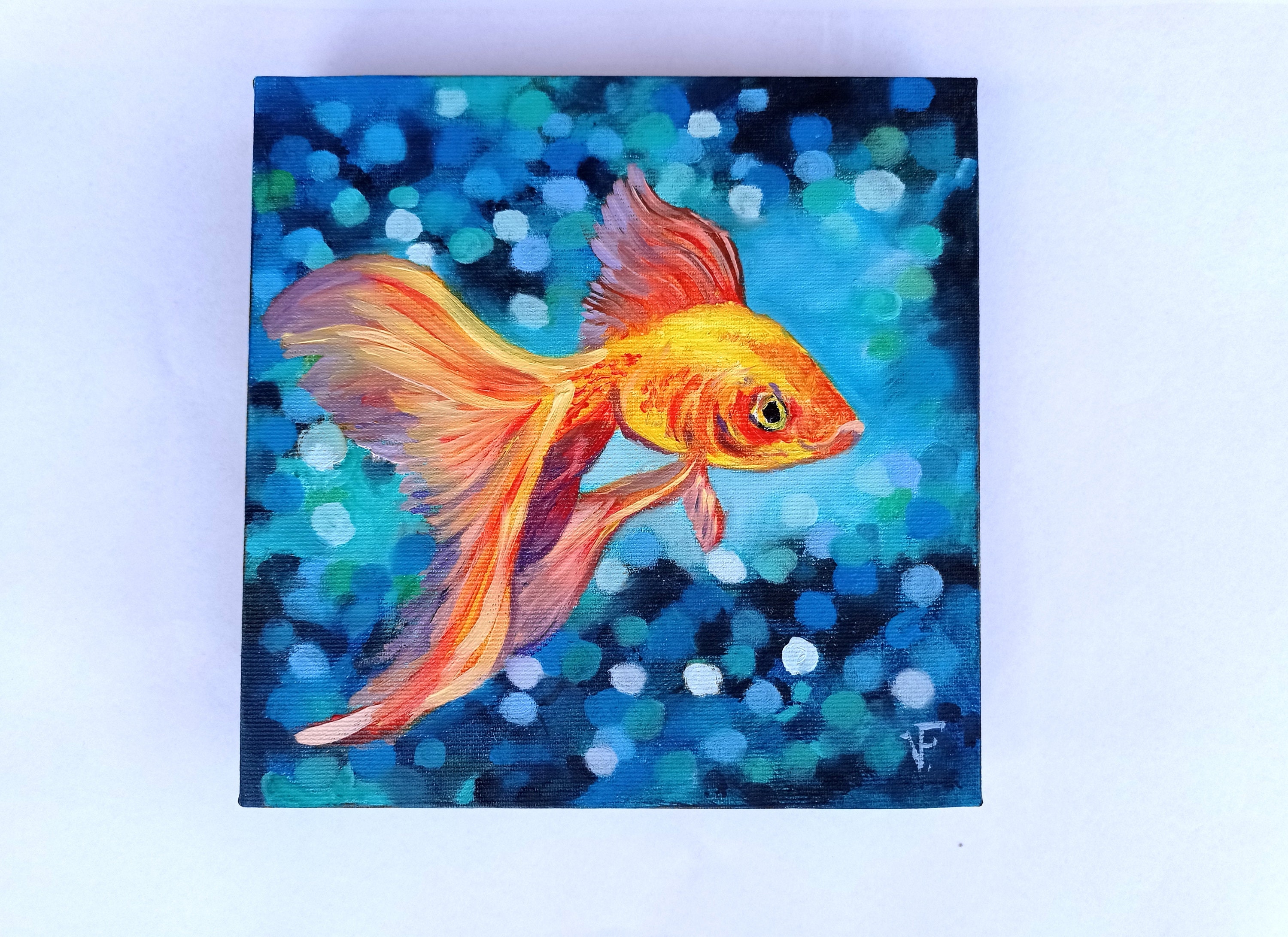 人気の雑貨がズラリ！ 金魚のオリジナル絵画、抽象的な魚のアートワーク、3D 絵画