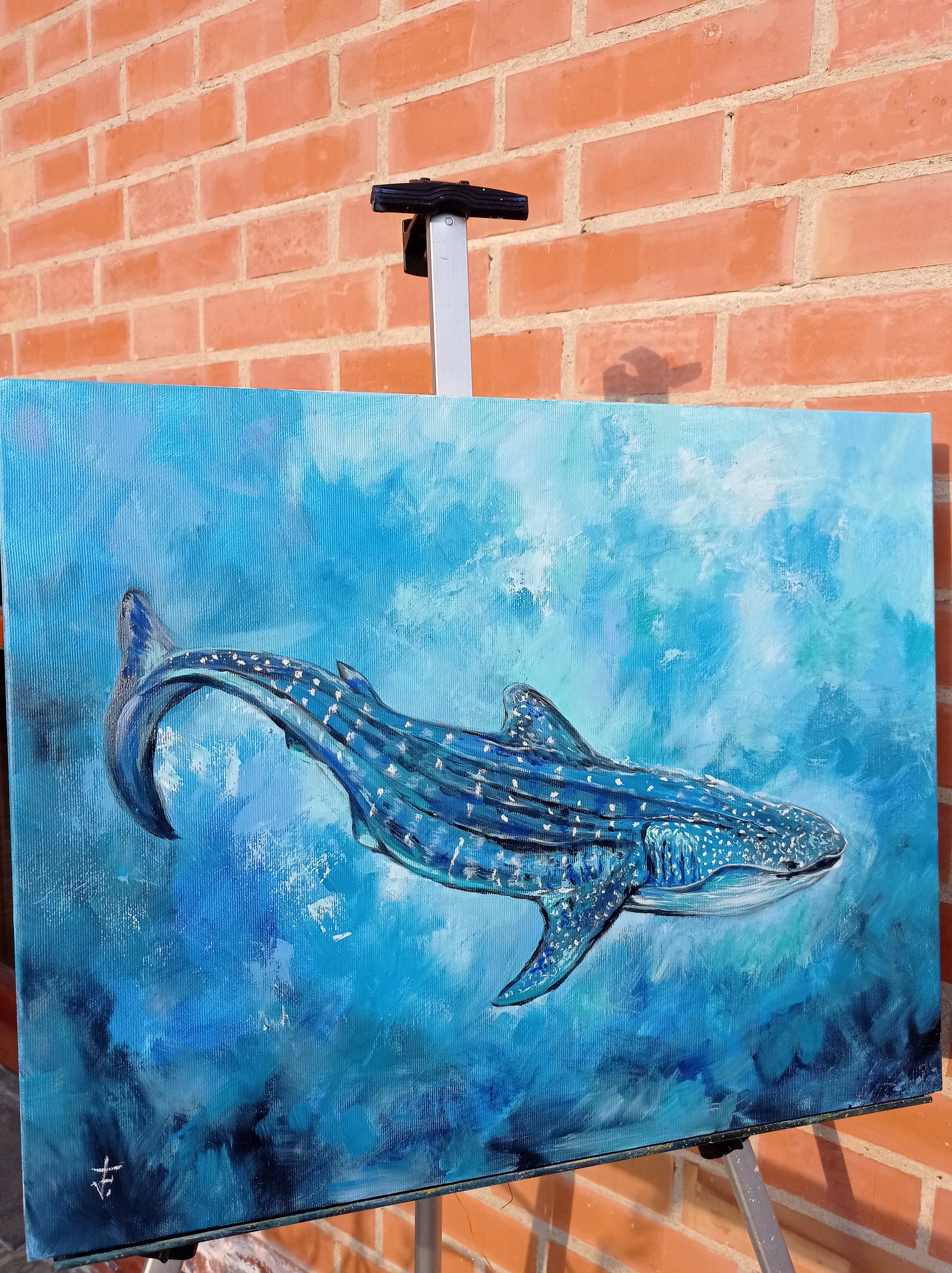 Whale Shark Painting Ocean Animal Underwater Life Original Art Oil on ...