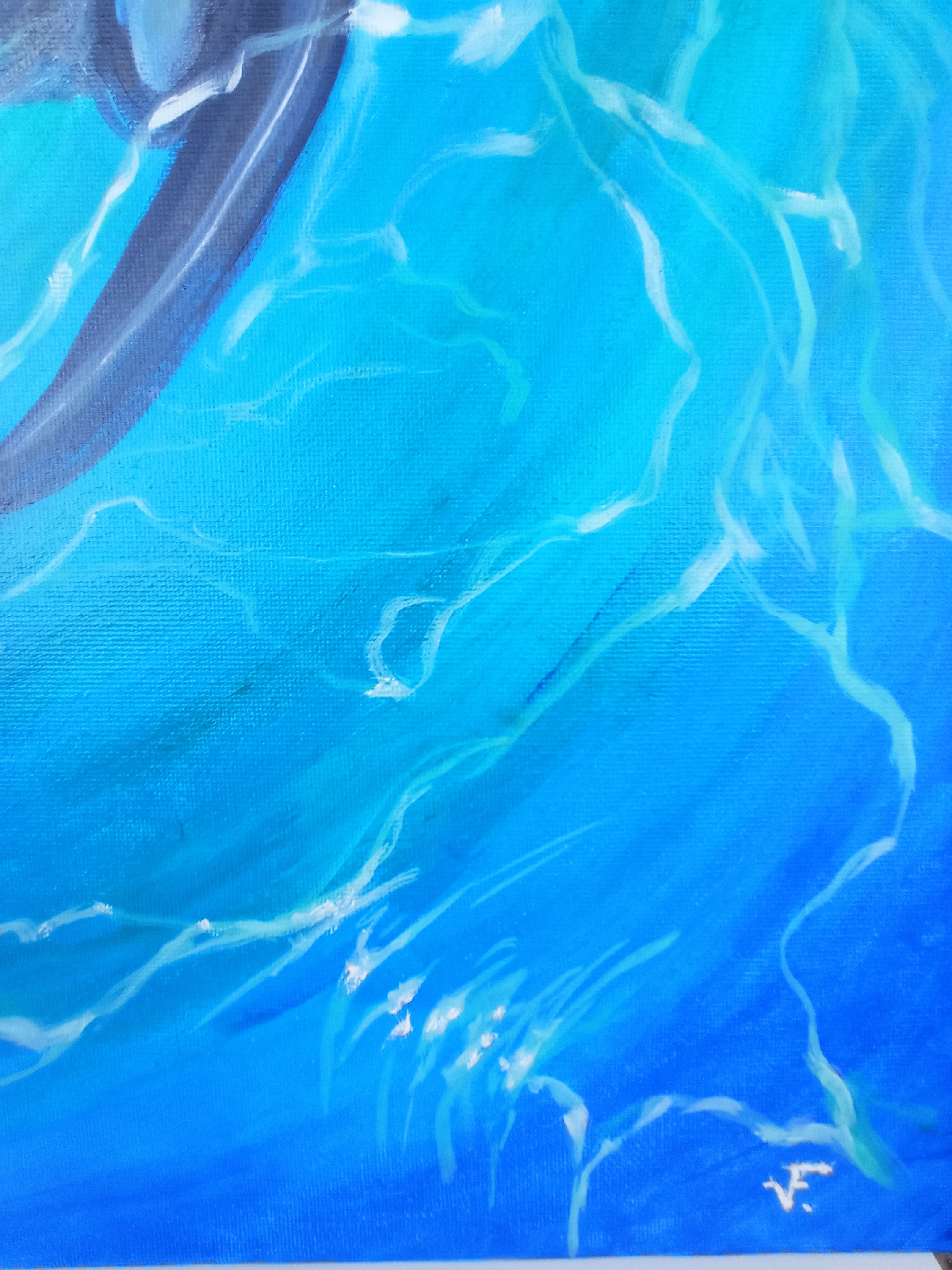 Stingrays Painting Underwater Animal Original Art Seascape Oil on ...