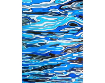 Water Reflection Painting Blue Water Abstract Original Acrylic Artwork 70 By 50 Cm / 28 By 20 Inches 3 D Canvas Wall Art By Filipchenko V.