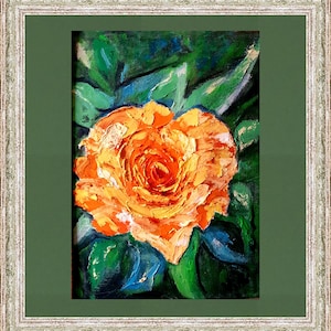 Yellow Rose Painting Original Impasto Artwork Yellow Flower painting, oil on canvas on cardboard, Wall Art Home Decor small Size Art
