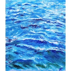 Water Painting Original Art Water Reflection Modern Painting On Canvas 9.5 by 7 inches/ 24 By 18 Cm Photorealistic Wall Art By Filipchenko V
