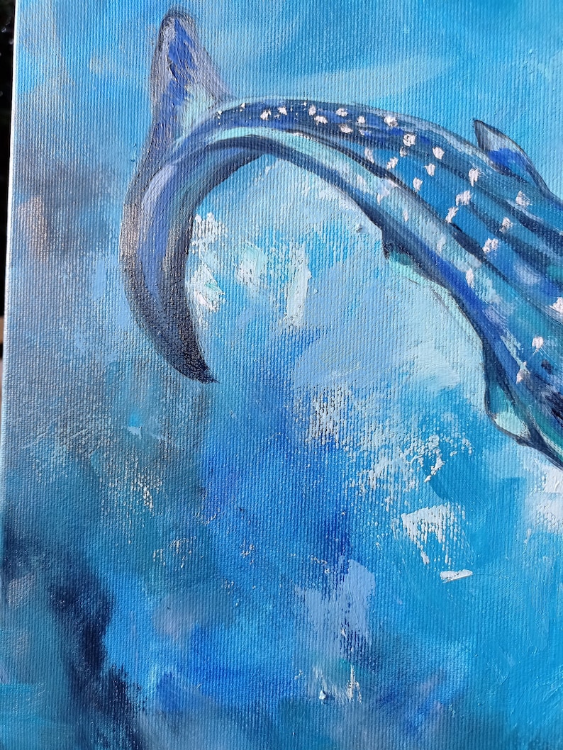 Whale Shark Painting Ocean Animal Underwater Life Original Art Oil on ...