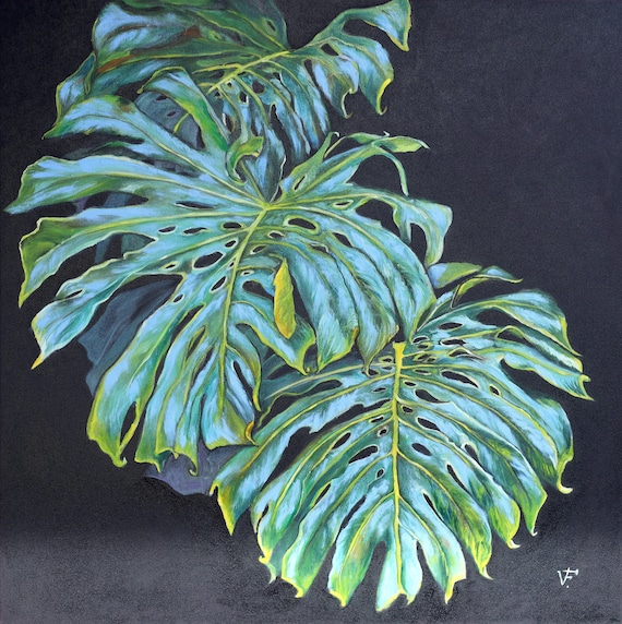 Stillleben Monstera Pflanze Original Kunstwerk l auf Leinwand 70 x 70 cm  Fine Art Home Wandkunst Von Viktoriya F. - Etsy.de