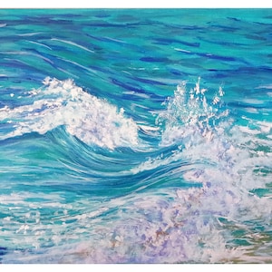 Ocean Wave Water Painting Original Art Modern Painting On Canvas 8 by 10 inches/ 20 By 25 Cm Photorealistic Wall Art By Filipchenko V