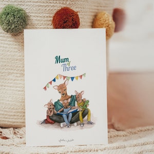 Tarjeta del día de la madre - 3 niños - Doe