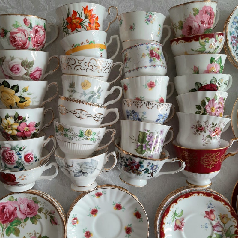 Vintage Afternoon Tea sets, cup & saucer, mix and match, Garden Tea Party, Birthday Bridal Baby shower gift, wedding favors, party decor image 1