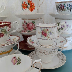 Vintage Afternoon Tea sets, cup & saucer, mix and match, Garden Tea Party, Birthday Bridal Baby shower gift, wedding favors, party decor image 8