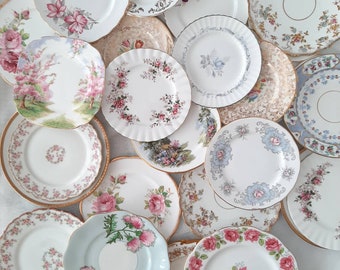 Vintage mismatched side plate / dessert plate / salad plate, Garden Tea Party, Birthday Bridal Baby shower gift, wedding favors, tea table