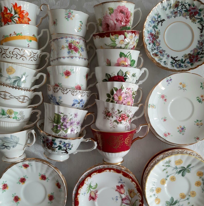 Vintage Afternoon Tea sets, cup & saucer, mix and match, Garden Tea Party, Birthday Bridal Baby shower gift, wedding favors, party decor image 5