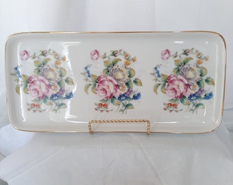 Gloria Porcelain rectangular tray, vintage afternoon tea party, bridesmaid gift, baby bridal shower, teacup, wedding table