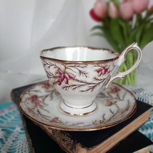 Royal Albert Heather Bell cup and saucer, vintage afternoon tea party, bridesmaid gift, bridal shower, baby shower, favors, teatime setting
