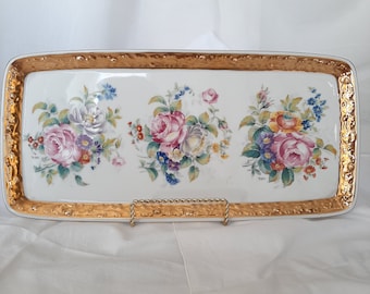 Gloria Porcelain rectangular tray, vintage afternoon tea party, bridesmaid gift, baby bridal shower, teacup, wedding table