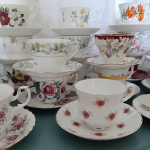 Vintage Afternoon Tea sets, cup & saucer, mix and match, Garden Tea Party, Birthday Bridal Baby shower gift, wedding favors, party decor image 2