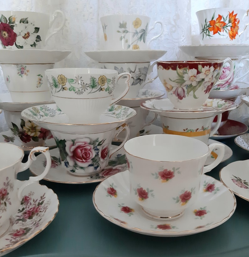 Vintage Afternoon Tea sets, cup & saucer, mix and match, Garden Tea Party, Birthday Bridal Baby shower gift, wedding favors, party decor image 2