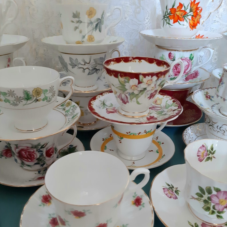 Vintage Afternoon Tea sets, cup & saucer, mix and match, Garden Tea Party, Birthday Bridal Baby shower gift, wedding favors, party decor image 4