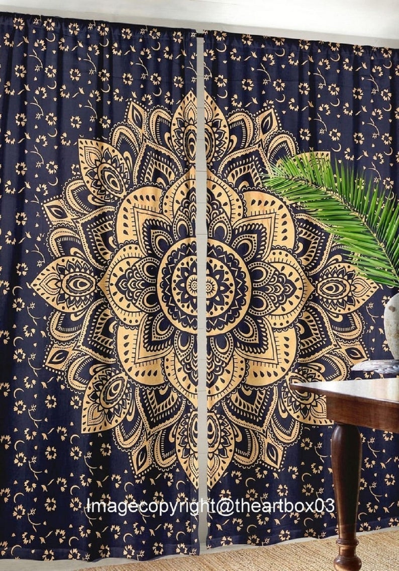 Indian Cotton Life Of A Tree Printed Curtains Set mandala curtains,door valances,balcony curtains,door curtains