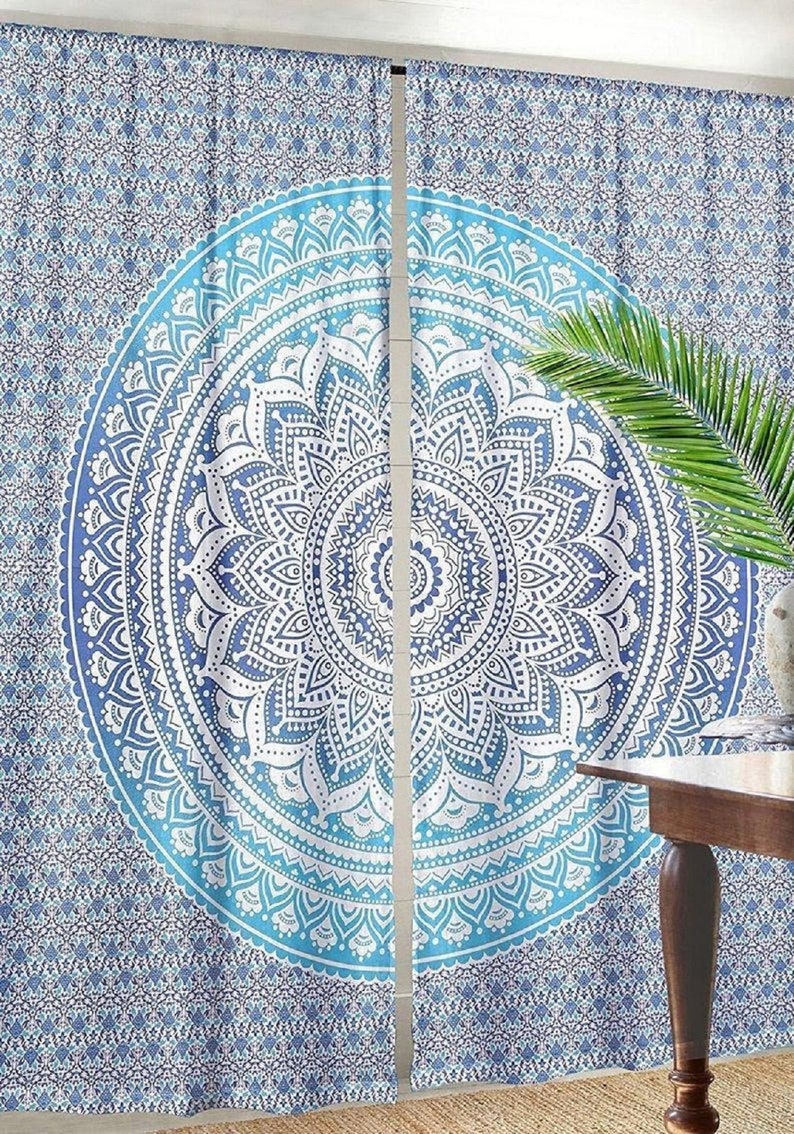 Indian Cotton Life Of A Tree Printed Curtains Set mandala curtains,door valances,balcony curtains,door curtains