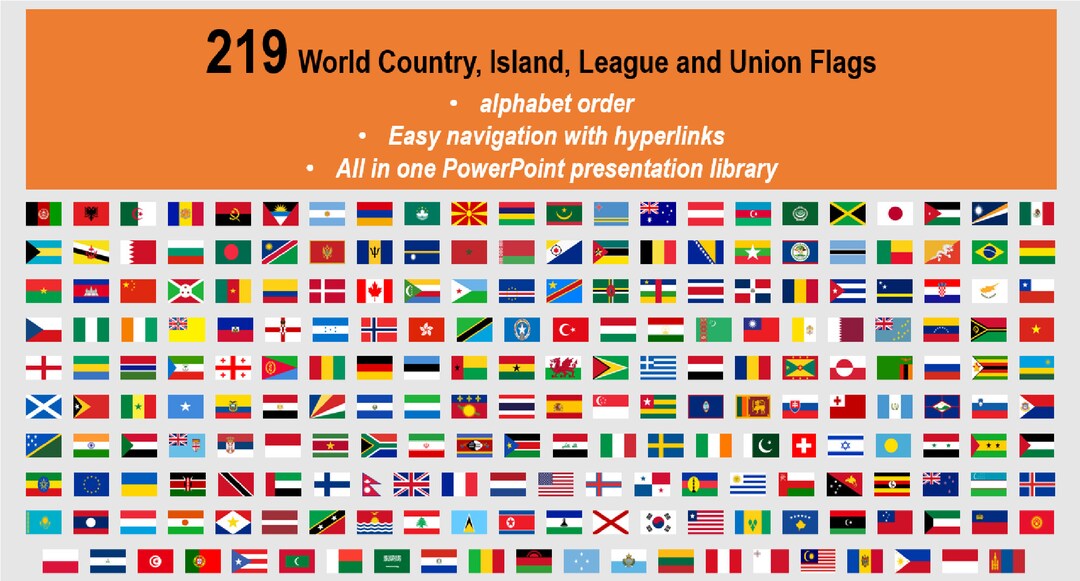 219 Flags - World Country, Islands, Leagues, Unions Flags Powerpoint ...