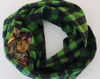 Book Worm Scarf - Hidden Pocket Scarf - Flannel Scarf - Infinity Scarf - Book Club - Gift for Reader - Unique Gift-Fall-Winter-