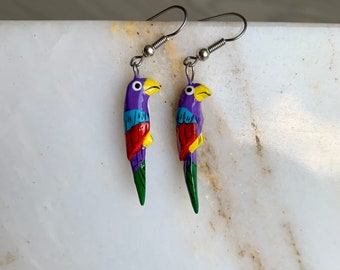 New vintage parrot earrings | Wooden earrings | Tropical | Jungle | Bird earrings