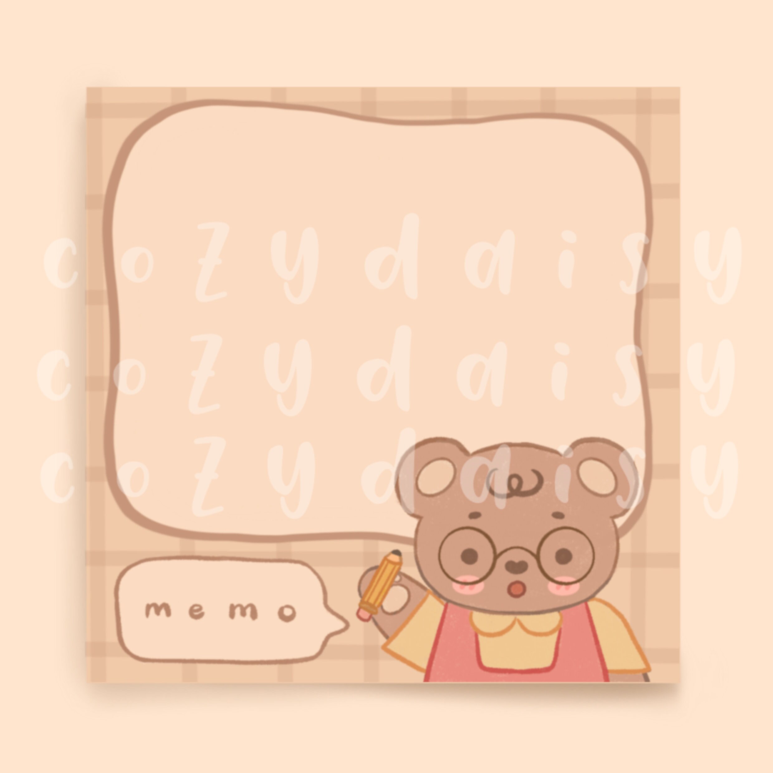Printable Bear Memo Pad DIGITAL DOWNLOAD Etsy