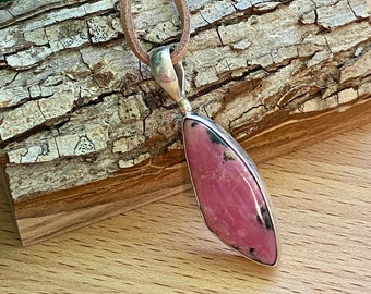 Rhodonite Silver Filigree Healing Stone Necklace