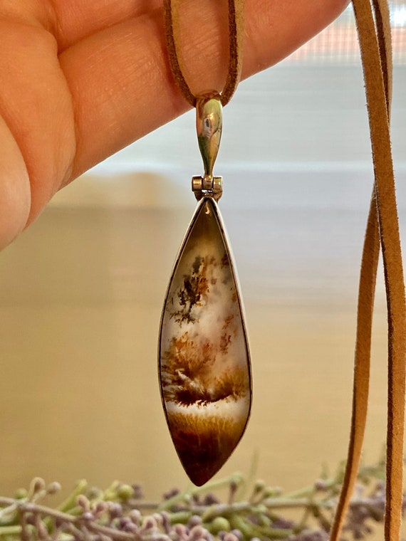 Sterling Silver Dendritic Agate Pendant - image 1