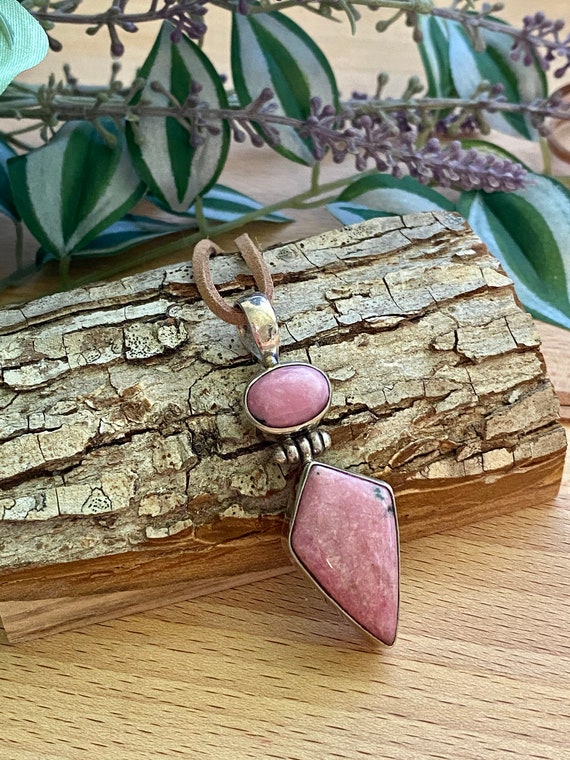 Rhodonite Silver Filigree Healing Stone Necklace