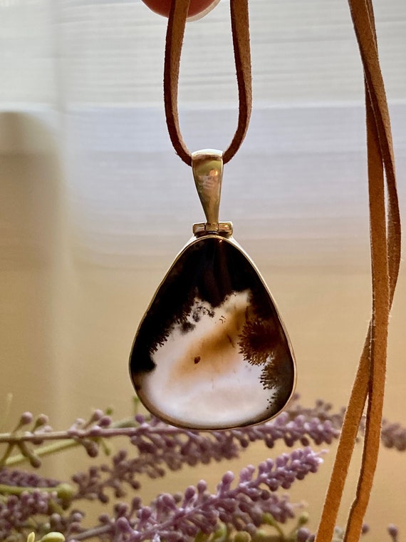 Sterling Silver Dendritic Agate Pendant - image 1